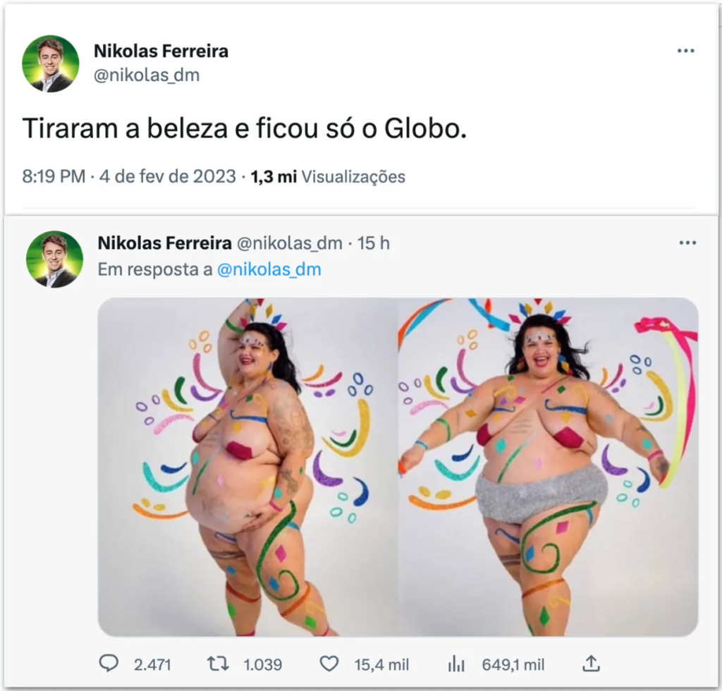 nikolas tweet gordofobia