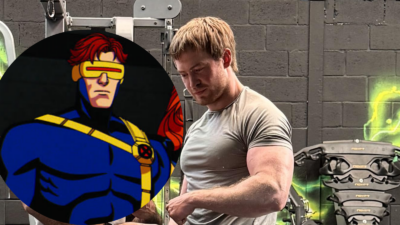O ator Kit Connor exibindo os braços após treino de musculação